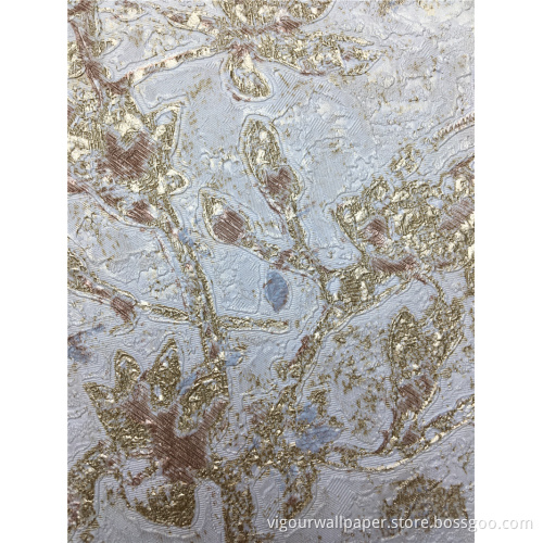 golden flower pvc wallpaper with Non-Woven back